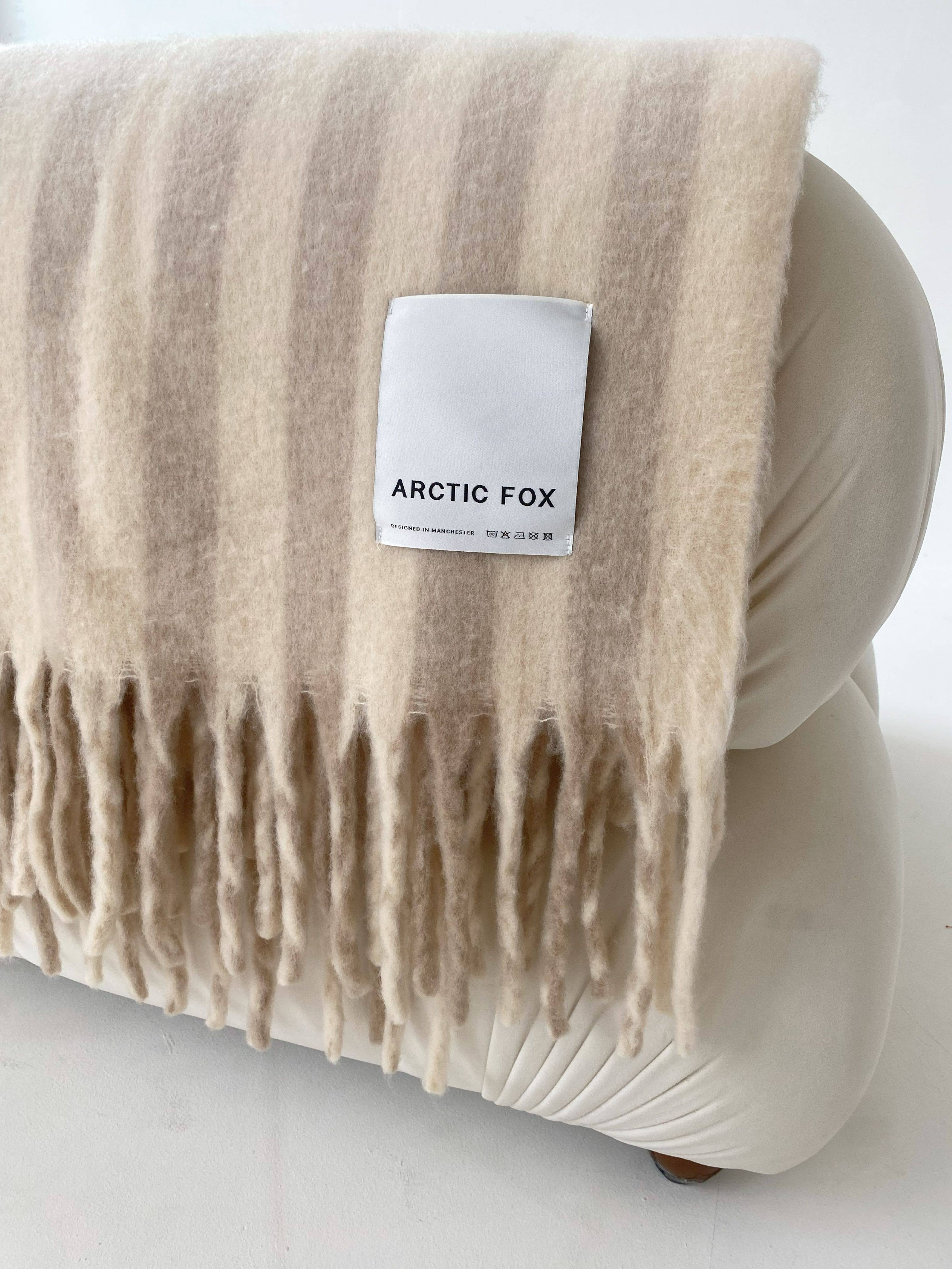 The Wool Stripe Throw - Pale Taupe Stripe - FW25