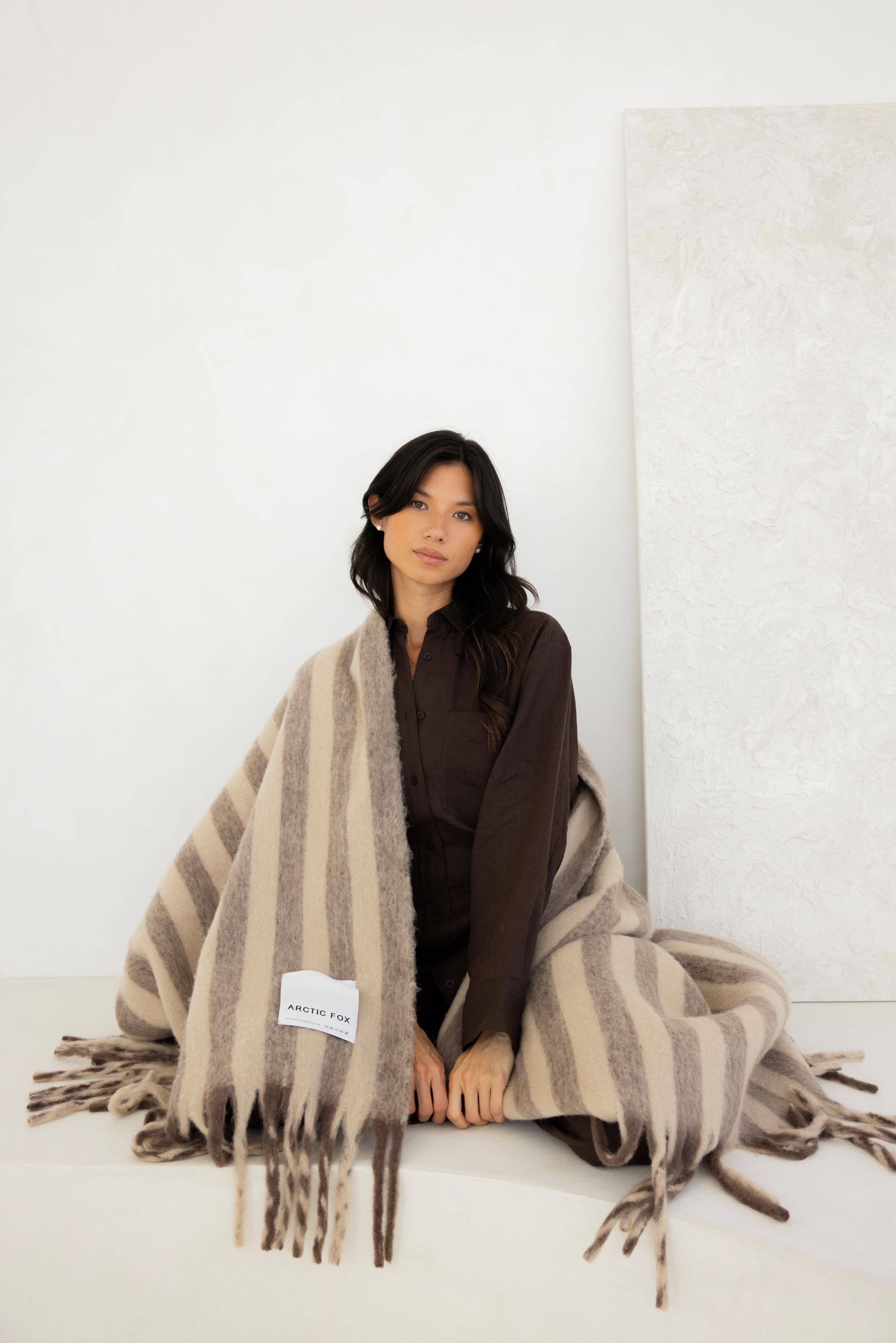 The Wool Stripe Throw - Burnt Umber Stripe - FW25