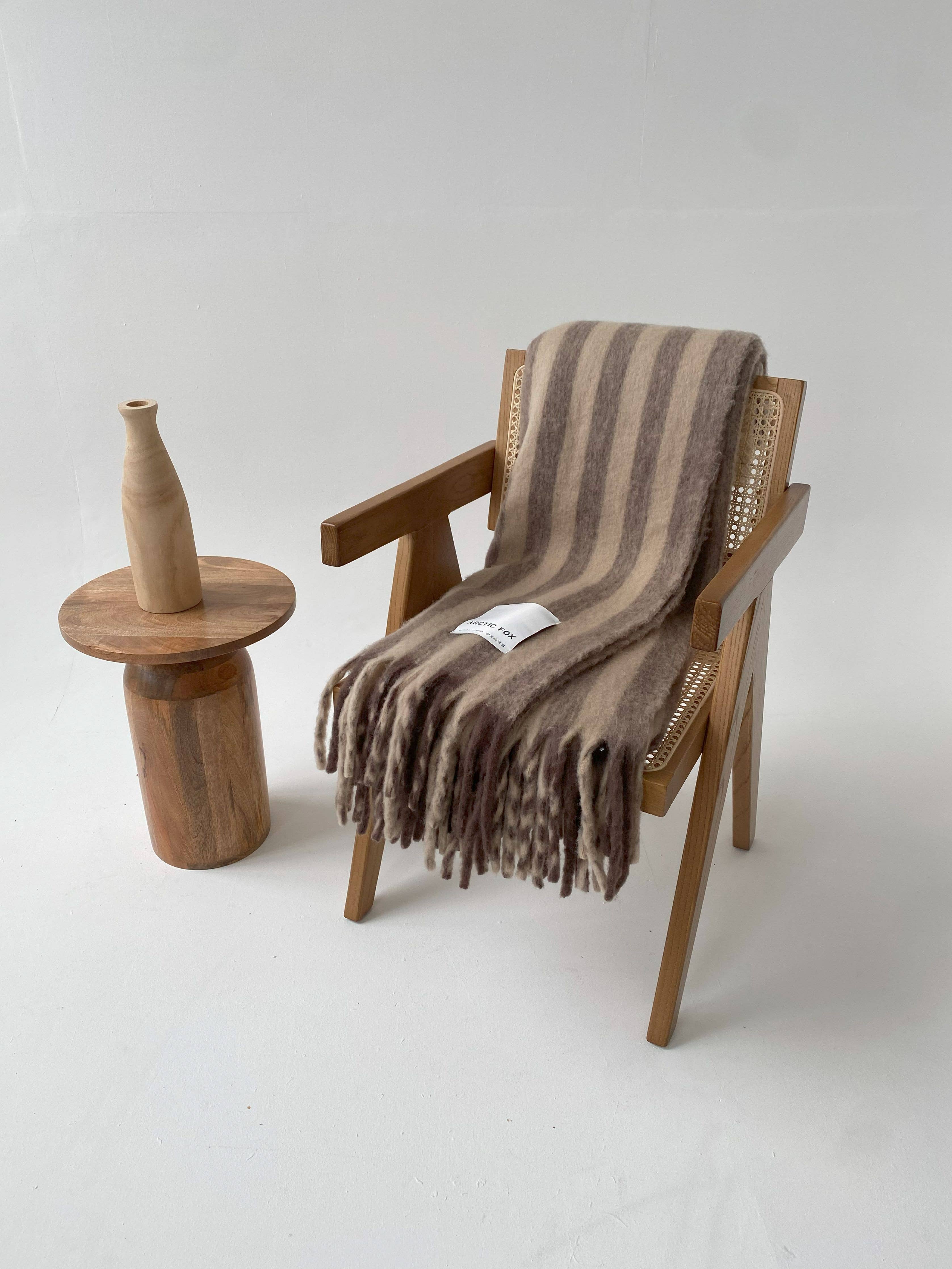 The Wool Stripe Throw - Burnt Umber Stripe - FW25