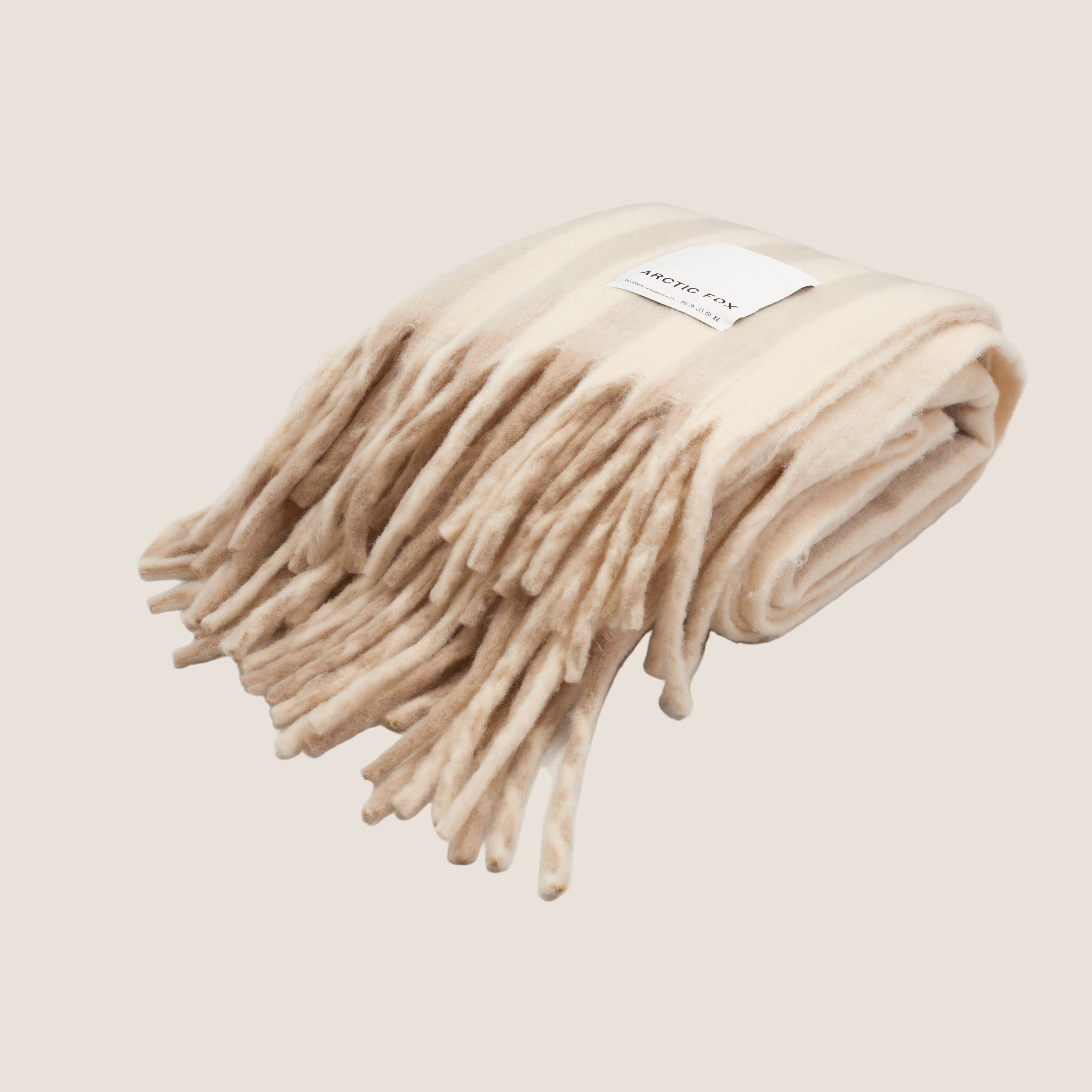 The Wool Stripe Throw - Pale Taupe Stripe - FW25