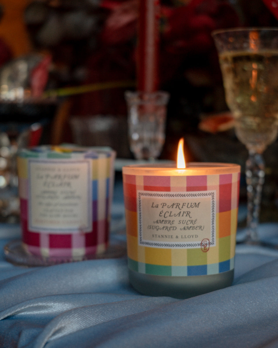 Sugared Amber Plaid Candle