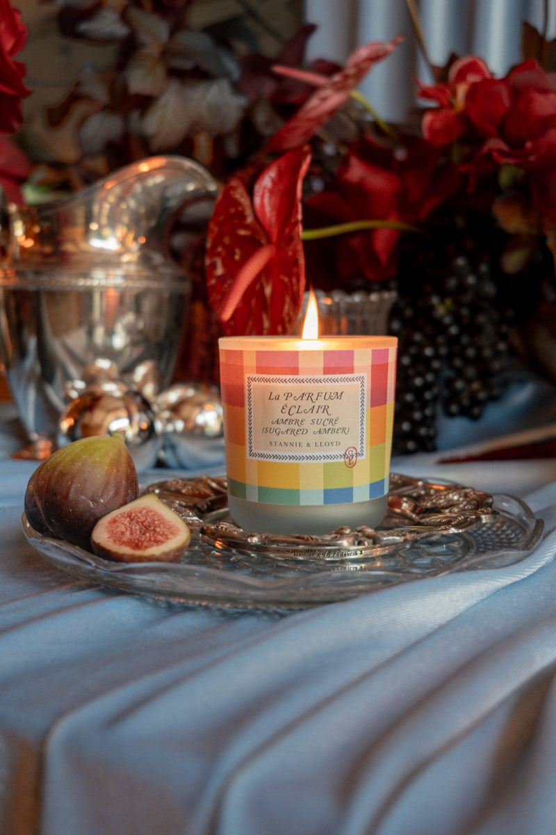 Sugared Amber Plaid Candle
