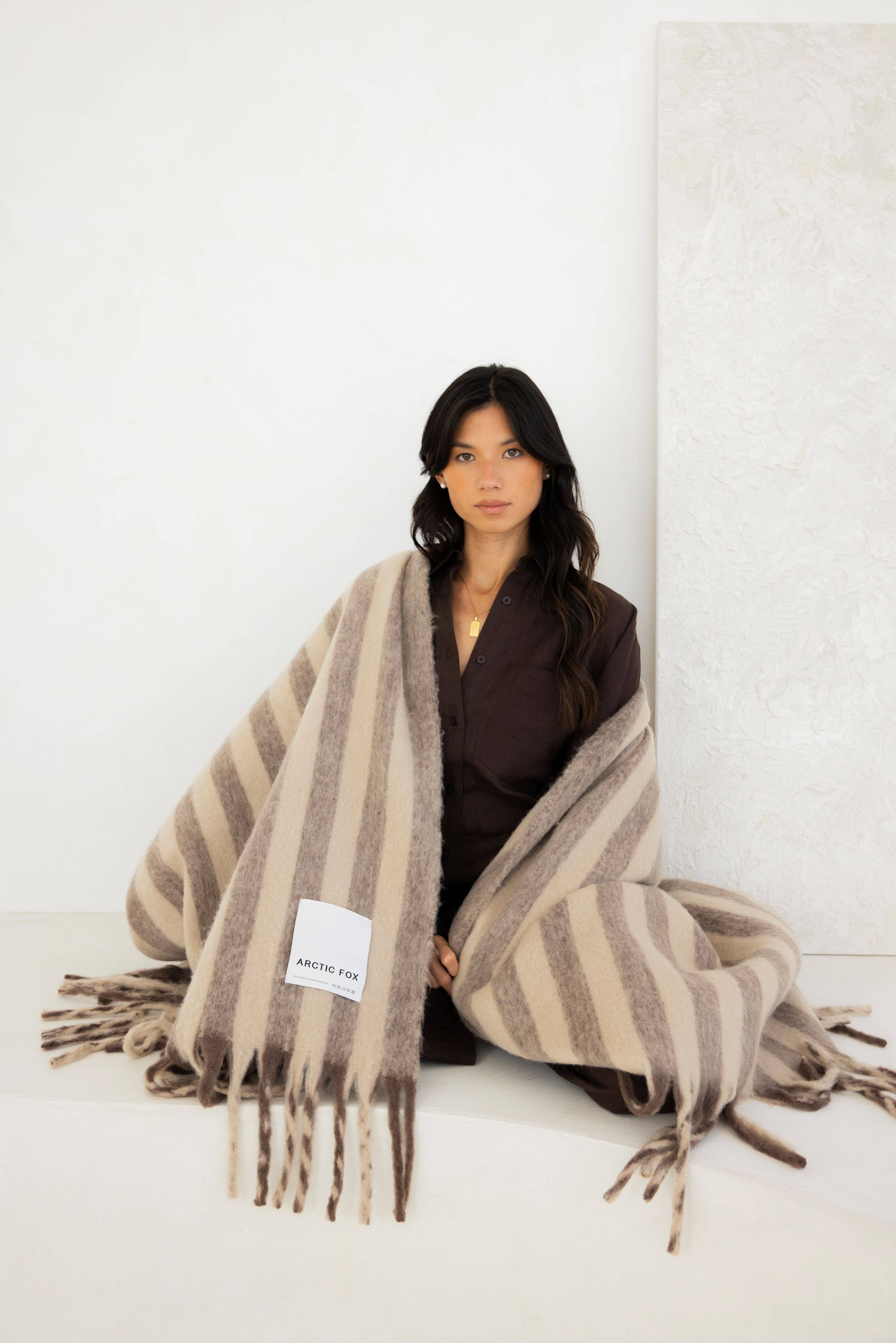 The Wool Stripe Throw - Burnt Umber Stripe - FW25